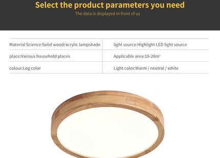 Schindora Wooden LED Ceiling Light 20W Ø30cm 4500K Neutral White