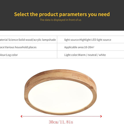 Schindora Wooden LED Ceiling Light 20W Ø30cm 4500K Neutral White