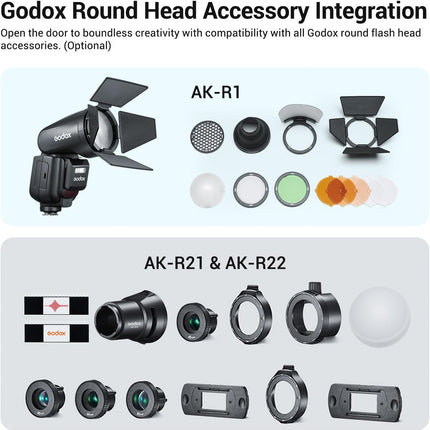 Godox V1 Pro-S Round Head Flash for Sony a7 Series TTL HSS, USB-C Sub Flash SU-1