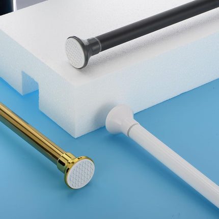 Spring Tension Shower Curtain Rod 70-120cm Adjustable with Rings Gold