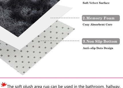 Round Shaggy Rug 120cm Grey Fluffy Faux Fur Soft Bedroom Carpet Dark Grey