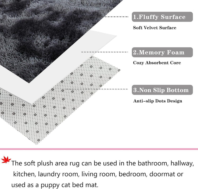 Grey Round Shag Rug 120cm Fluffy Faux Fur Soft Carpet Dark Grey ConCusT