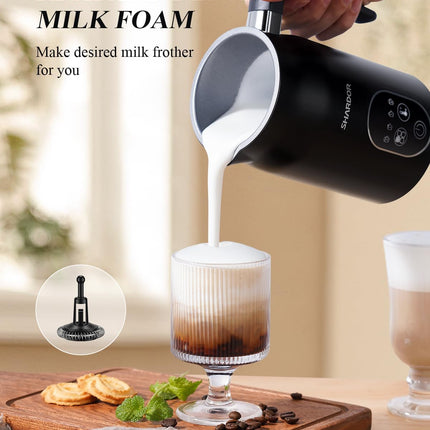 Milk Frother Electric 4 in 1 Steamer Warmer with 4 Temp Settings SHARDOR