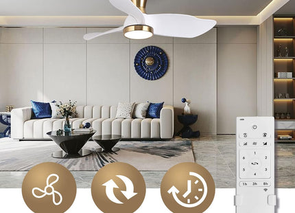 Reiga 91cm Flush Mount DC Ceiling Fan with Dimmable Light & Remote, Modern Style