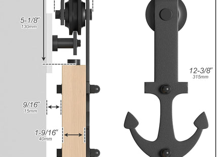Sliding Barn Door Kit 6FT Heavy Duty Single Wood Door Track Black SANKEYTEW