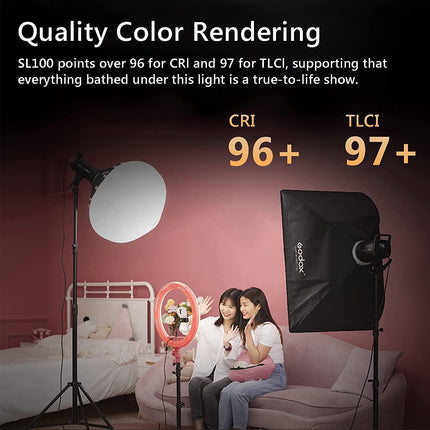 Godox SL100D 100W LED Video Light, 5600K, CRI96, Bowens Mount, 8 FX Effects