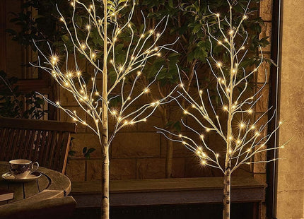 EAMBRITE White Christmas Twig Trees Set 6FT, 5FT - Warm White LEDs, Timer