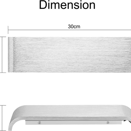 LED Wall Light 31cm Up Down Silver Lamp Cold White Indoor Lighting Lightess