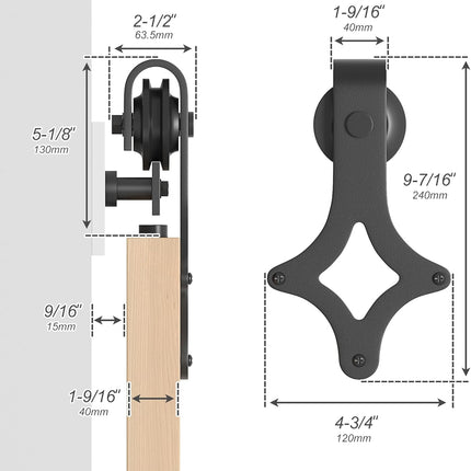 6FT Sliding Barn Door Kit Heavy Duty Steel Track Black Without Door SANKEYTEW