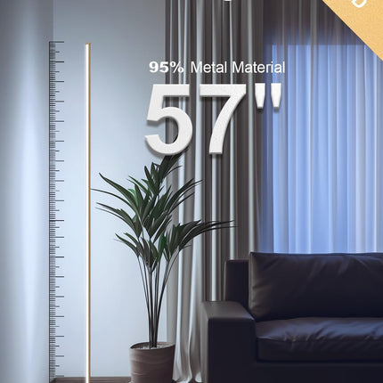 TACAHE Gold Corner Floor Lamp – Dimmable LED Mood Light with Remote, 57"