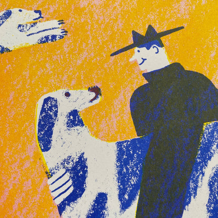 Find a dog and Stroke It riso print (A3)