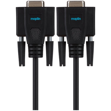 Maplin Premium Serial RS232 Null Modem 9 Pin Female Cable - Black, 3m