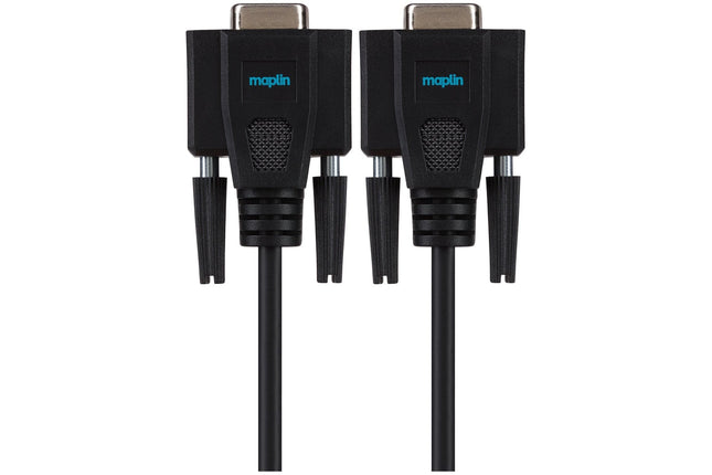 Maplin Premium Serial RS232 Null Modem 9 Pin Female Cable - Black, 3m