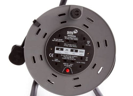 SMJ Electrical 25m 4-Socket 13A Heavy Duty Steel Frame Extension Cable Reel