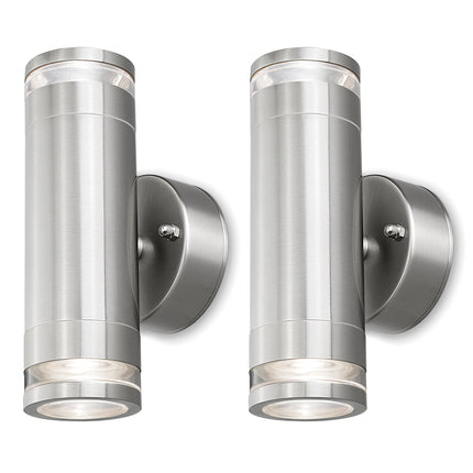 4lite Marinus GU10 Bi-Directional Outdoor Wall Light without PIR - Stainless Steel