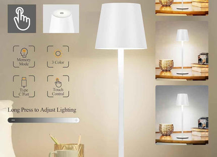 Cordless LED Table Lamp Rechargeable Desk Light IP54 Touch Dimmable White 2 Pack