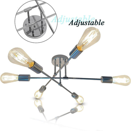 Sputnik Ceiling Light Chrome Metal 6 Light Semi Flush E27 Modern JHLBYL
