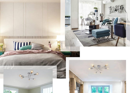 Sputnik Ceiling Light Chrome Metal 6 Light Semi Flush E27 Modern JHLBYL