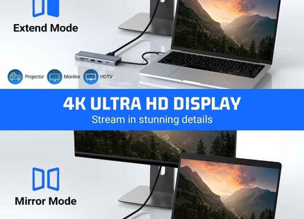 OOTDAY Multiport 10 in 1 USB C Docking Station HDMI TF Reader USB Ethernet Grey