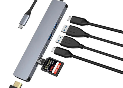 7 in 1 USB C Docking Station with 4K HDMI 100W PD 2 USB-A 3.0 USB-C 3.0 SD/TF