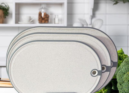 Grey Plastic Chopping Board Set 3-Piece - Non Slip, Handles, Kitchen Prep