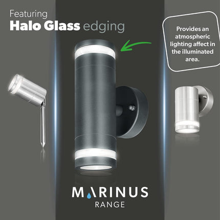 4lite Marinus GU10 Bi-Directional Outdoor Wall Light without PIR - Stainless Steel