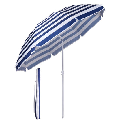 Tilting Beach Umbrella 1.6m UV20+ Portable Sun Shade Blue Sekey