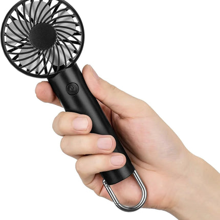 Hand-held Fan Portable Mini Fan Cooling USB Rechargeable 3 Speed With Clip Black