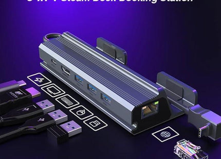 Obester Steam Docking Station 6 in 1 USB C HDMI 4K 60Hz Ethernet USB A 3.0 and C