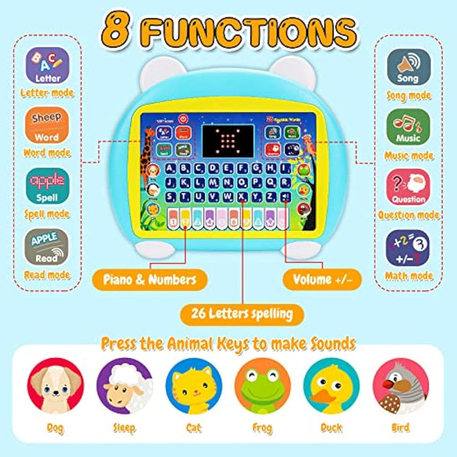 1-2-3 Year Old Girl Boy Gifts-Toddlers Learning Toys for 2-5 Year Old Girls Boys Birthday Presents Gift for Kids Boy Age 1-2-3-4 Year Old Toddler Tablet Interactive Educational Toy Laptop for Kid Game