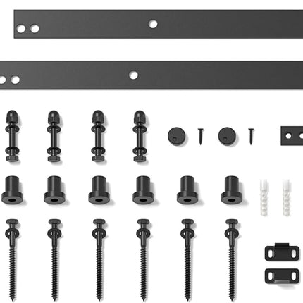 Sliding Barn Door Kit 7FT Heavy Duty Anchor Shaped Black Track SANKEYTEW