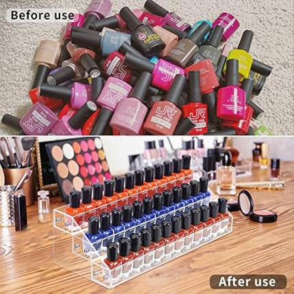 BTremary 3 Packs Clear Nail Polish Organiser Stand Shelf Rack, Acrylic Display Stand For Sunglasses Essential Oils, Paint Organiser Rack, Nail Varnish Storage to 36 Bottles (Fit 1-2oz Bottles)