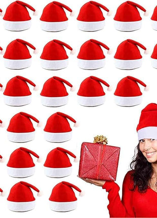 24pcs Non-Woven Cloth Santa Hat Christmas Caps for Adults and Children Christmas Red