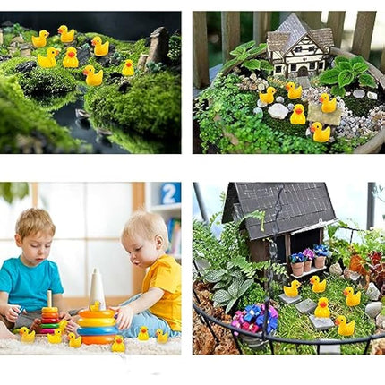 100PCS Mini Resin Ducks, Realistic Shape Tiny Ducks Cute Miniature Toy Baby Bath Time Toys Mini Rubber Ducks Ornaments for Aquariums, Dollhouses, Potted Plants, Garden Landscapes Decoration