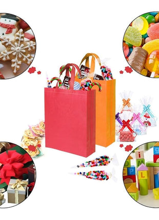 BOENFU 30 Pcs Party Bags with Handles Non-Woven Gift Tote Bags Toy Goody Sweet Gift Bags for Kids' Birthday, Halloween, Christmas, Thanks Giving Days, Wedding Party Supplies (Colourful)