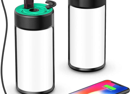 Rechargeable Camping Lantern LED 400LM 5 Modes Emergency Tent Light USB 2 Pack