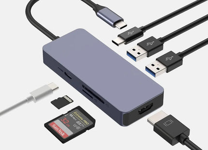 7-in-1 USB C Docking Station with 4K HDMI SD/TF Reader USB for Mac Windows Linux