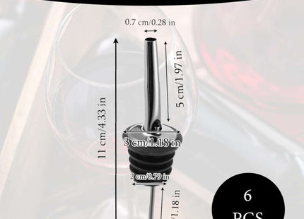 Drink Pourers Stainless Steel with Stoppers for Oil, Whiskey & Cocktails 5PK