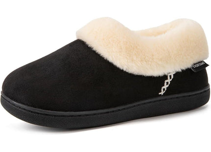 Mens Warm Slippers Memory Foam Fluffy Black EverFoams UK 9-10 EU 42-43