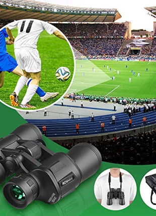 20x50 Binoculars for Adults High Powered, Military Compact HD Professional/Daily Waterproof Binoculars Telescope for Bird Watching Travel Hunting Football Games Stargazing with Carrying Case and Strap