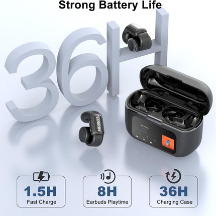 Open Ear Headphones 4GB Clip On Wireless Earbuds 36H Playtime Mic LOBKIN