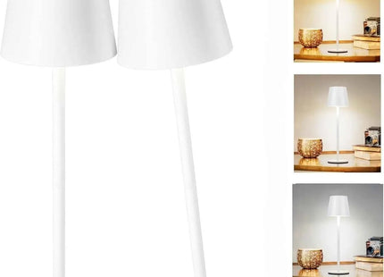 Cordless LED Table Lamp Rechargeable Desk Light IP54 Touch Dimmable White 2 Pack