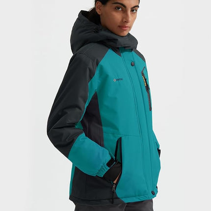 Women's Waterproof Ski Jacket Fleece Coat with Hood, Size XL GEMYSE