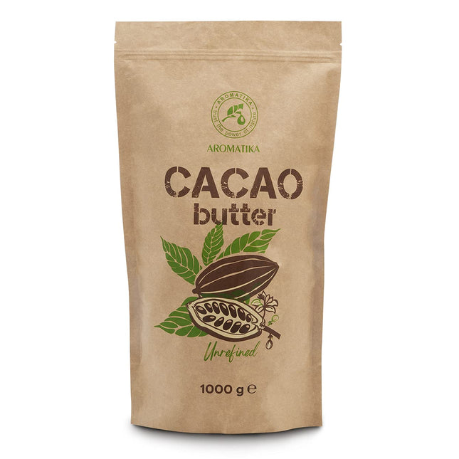Cacao Butter - 1kg / 1000g - Theobroma Cacao - Raw Cocoa for Cooking and Beauty Care - Cold Pressed - Unrefined Cocoa Butter - Raw Chocolate - Edible