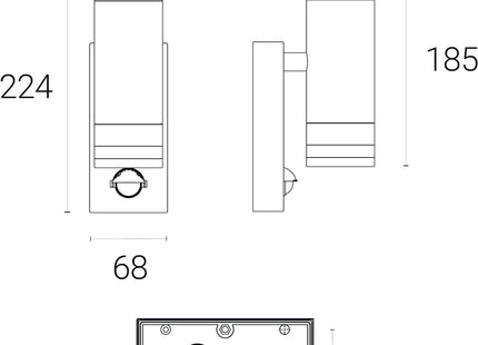 4lite Marinus GU10 Bi-Directional Outdoor Wall Light with PIR - Anthracite
