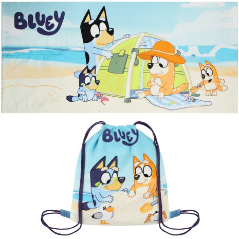 Bluey Fold Away Beach Towel Bag For Boys & Girls Kids Bathtowel Childrens Swimming Towel