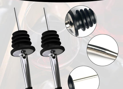 Drink Pourers Stainless Steel with Stoppers for Oil, Whiskey & Cocktails 5PK