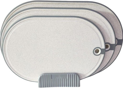 Grey Plastic Chopping Board Set 3-Piece - Non Slip, Handles, Kitchen Prep