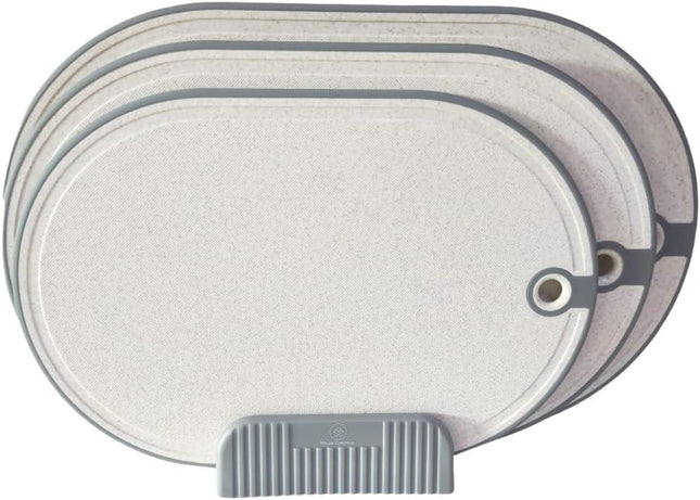 Grey Plastic Chopping Board Set 3-Piece - Non Slip, Handles, Kitchen Prep