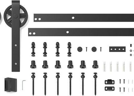 Sliding Barn Door Kit 7.5FT Heavy Duty Large Wheel Black Track SANKEYTEW